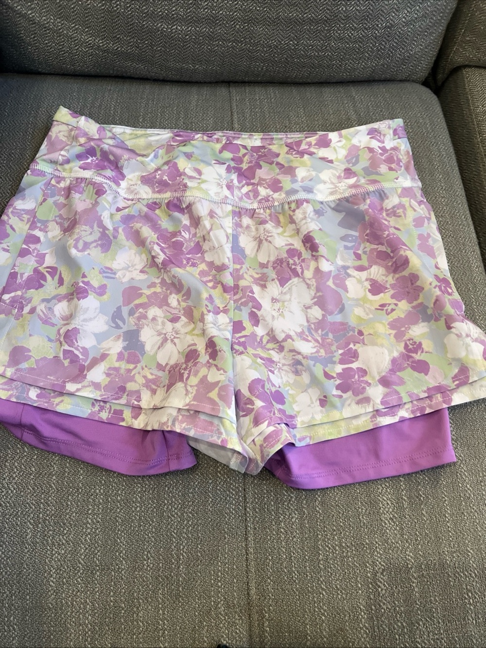 Rbx Women’s Running Shorts, Side Slit, Inner Bike Short Medium Purple Floral